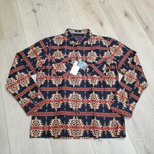 Nomad Craft Flow Shacket Black Aztec Western Mens Size L Chore Heavyweight Shirt